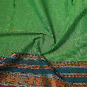Green - Kanchipuram Buti Cotton Fabric with Thread Border 16