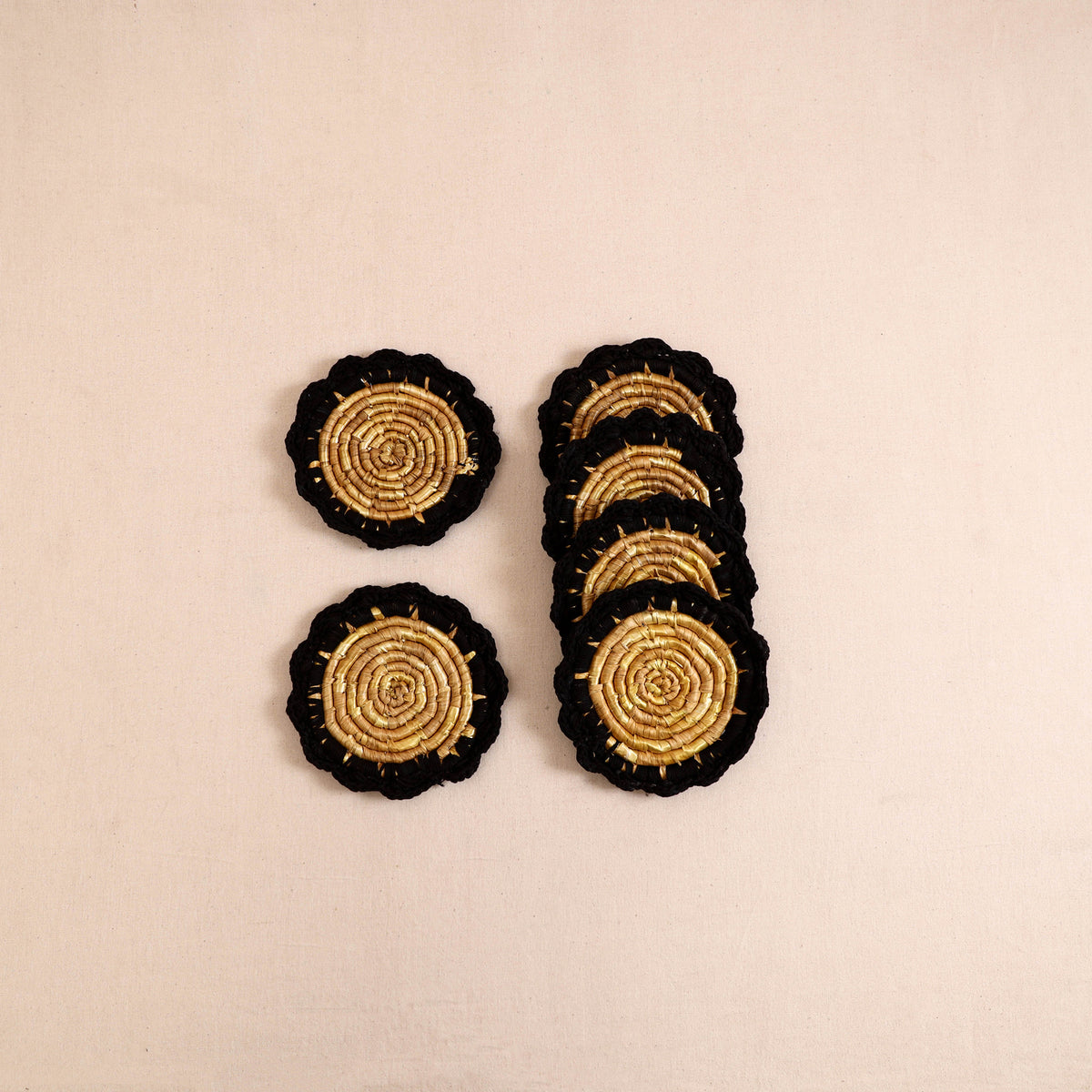 Handcrafted Crochet Work Eco-Friendly Wheat Grass Coasters (Set of 6) 04