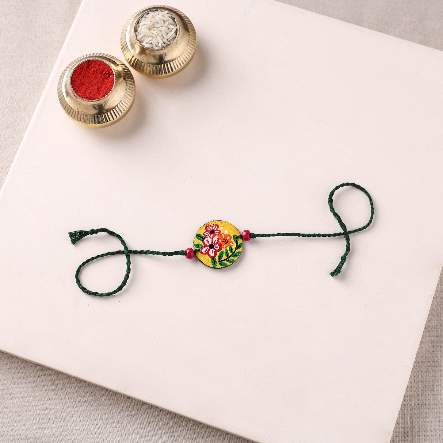 Mandala Art Handpainted Wooden Rakhi 61