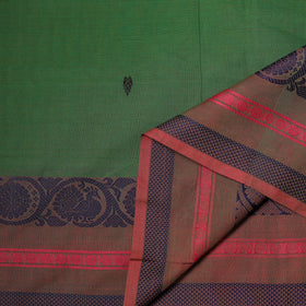 Green - Kanchipuram Buti Cotton Fabric with Thread Border 17