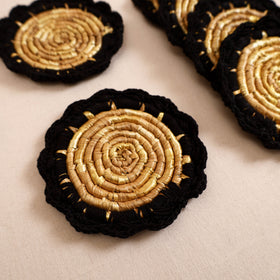 Handcrafted Crochet Work Eco-Friendly Wheat Grass Coasters (Set of 6) 04