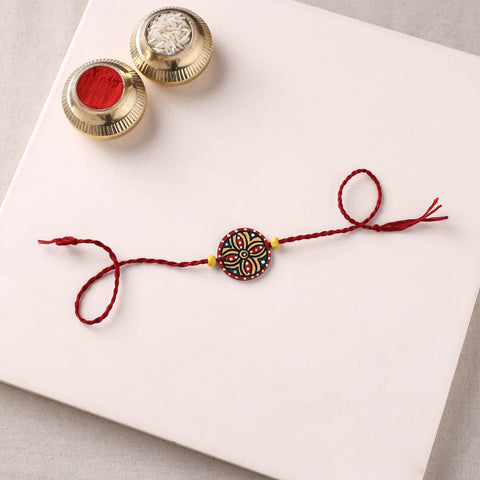 Mandala Art Handpainted Wooden Rakhi 62