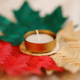 Greenkraft Handcrafted Bamboo Maple Tealight Candle Holder 29