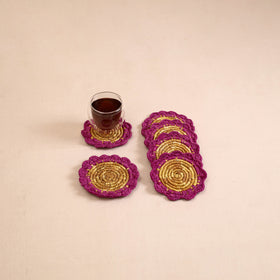 Handcrafted Crochet Work Eco-Friendly Wheat Grass Coasters (Set of 6) 06