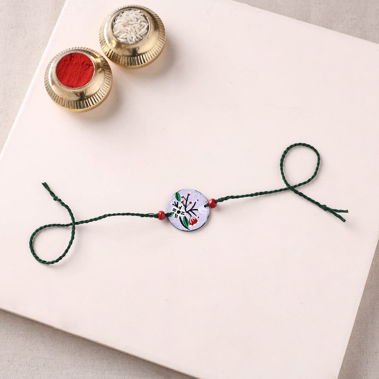 Mandala Art Handpainted Wooden Rakhi 63