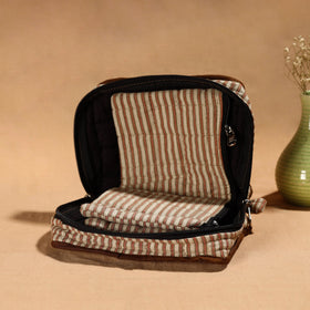 Brown Handmade Cotton Jewelry Organizer Bag for Travel