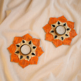 Greenkraft Sitara Handcrafted Bamboo Rangoli Tealight Candle Holder (Set of 2) 30