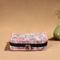 Pink Handmade Cotton Jewelry Organizer Bag for Travel 
