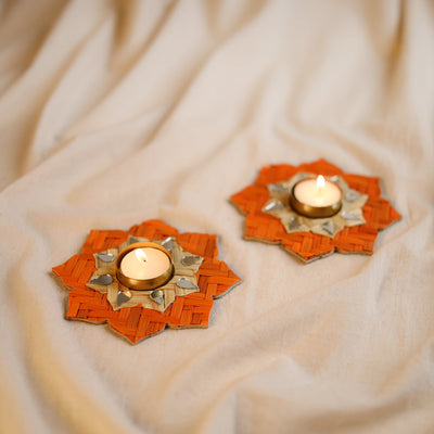 Greenkraft Sitara Handcrafted Bamboo Rangoli Tealight Candle Holder (Set of 2) 30