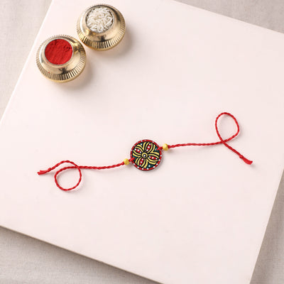Mandala Art Handpainted Wooden Rakhi 66