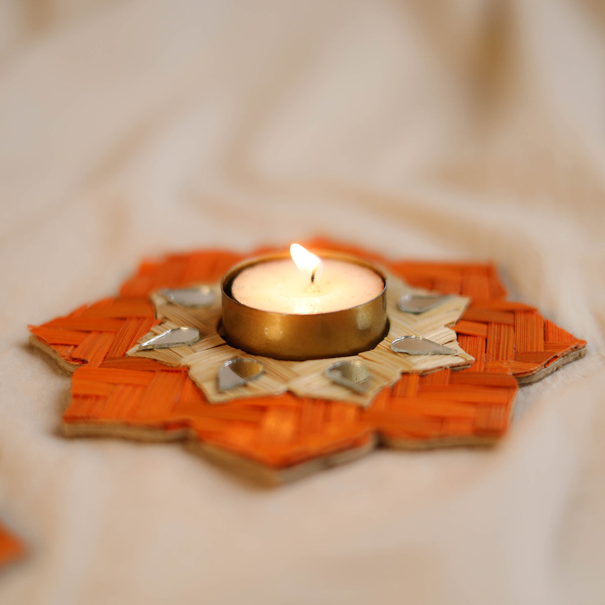 Greenkraft Sitara Handcrafted Bamboo Rangoli Tealight Candle Holder (Set of 2) 30