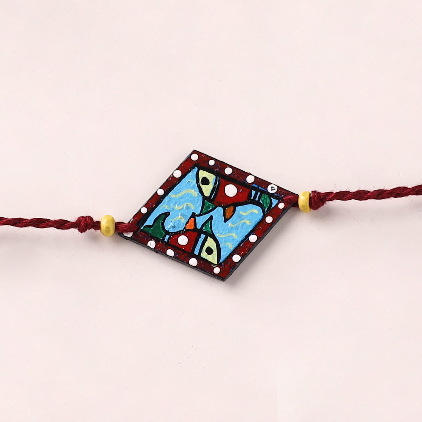 Mandala Art Handpainted Wooden Rakhi 67