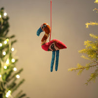 Flamingo - Handcrafted Kantha Stuffed Christmas Ornament 44