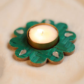 Greenkraft Marigold Handcrafted Bamboo Tealight Candle Holder (Set of 2) 02