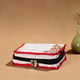 White Handmade Cotton Jewelry Organizer Bag for Travel