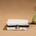 White Handmade Cotton Jewelry Organizer Bag for Travel 