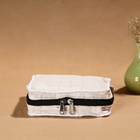 White Handmade Cotton Jewelry Organizer Bag for Travel 
