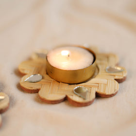 Greenkraft Marigold Handcrafted Bamboo Tealight Candle Holder (Set of 2) 01