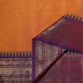 Orange - Kanchipuram Cotton Fabric with Zari Border 01