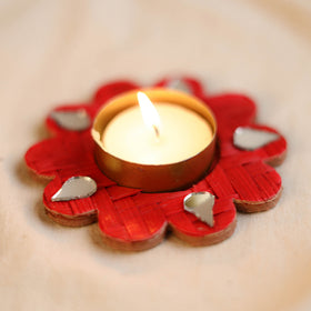 Greenkraft Marigold Handcrafted Bamboo Tealight Candle Holder (Set of 2) 04