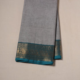 Grey - Kanchipuram Cotton Fabric with Zari Border 02