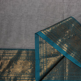 Grey - Kanchipuram Cotton Fabric with Zari Border 02