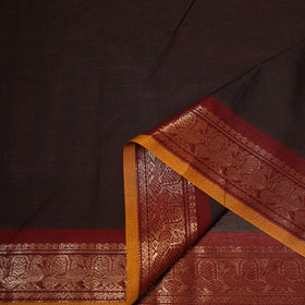 Brown - Kanchipuram Cotton Fabric with Zari Border 03