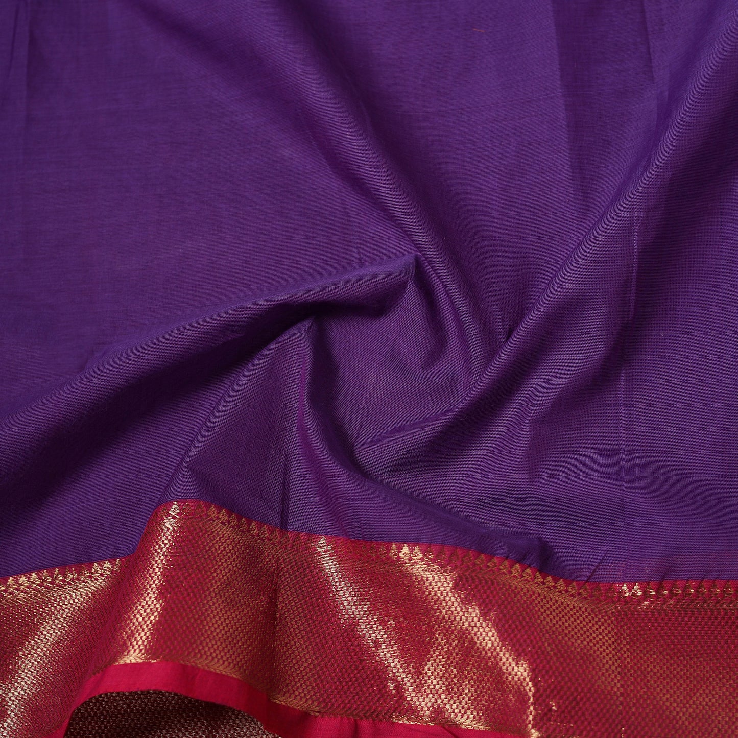 Purple - Kanchipuram Cotton Fabric with Zari Border 05