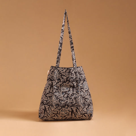 Black - Eco-Friendly Handmade Cotton Jhola Tote Bag 05