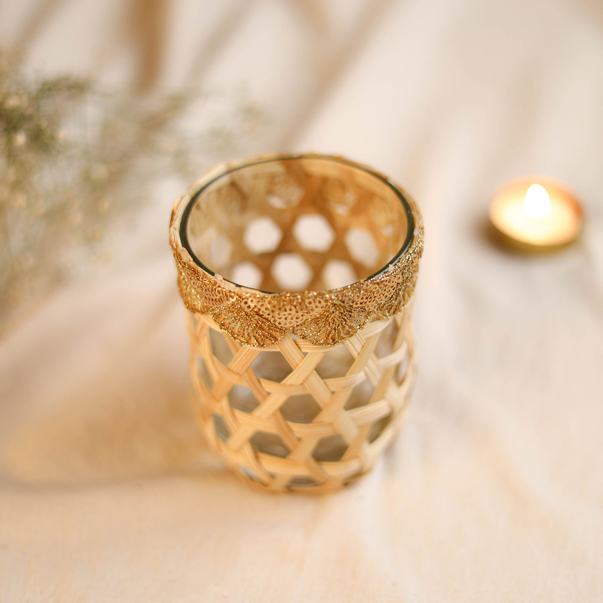 Greenkraft Deepam Handcrafted Bamboo Tealight Candle Holder (Single Pc) 07