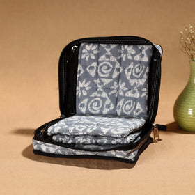 Grey Handmade Cotton Jewelry Organizer Bag for Travel 