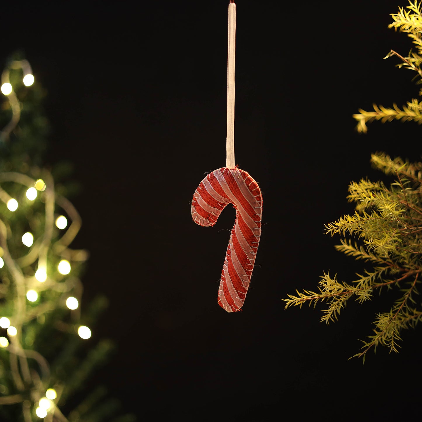 Candy Cane - Handcrafted Raffia Christmas Ornament 03