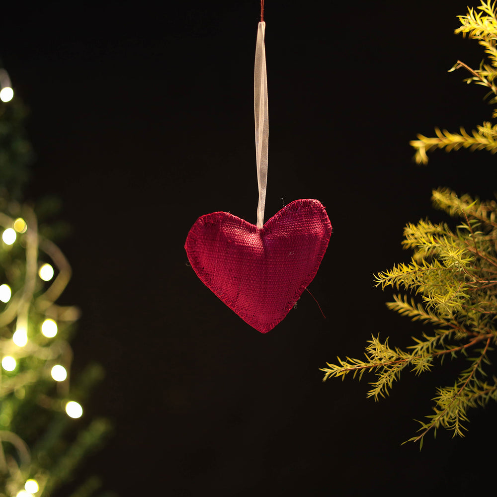 Heart - Handcrafted Raffia Christmas Ornament 05