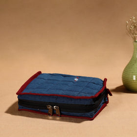 Blue Handmade Cotton Jewelry Organizer Bag for Travel