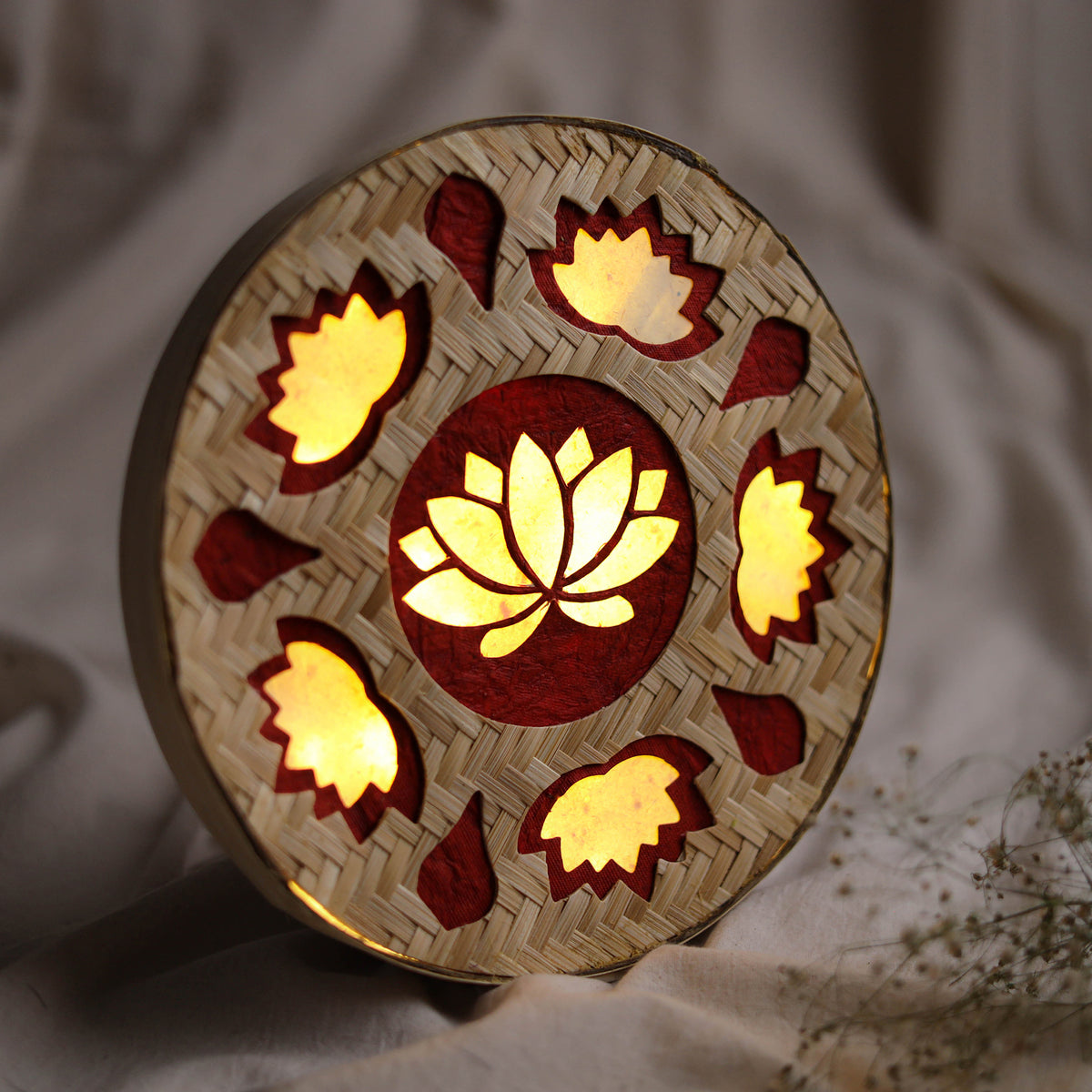 Greenkraft Lotus Handcrafted Bamboo Rangoli with Light for Home Decor 14