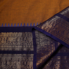 Brown - Kanchipuram Cotton Fabric with Zari Border 10