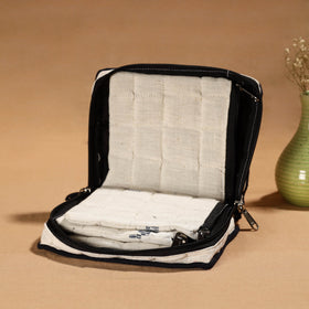 White Handmade Cotton Jewelry Organizer Bag for Travel