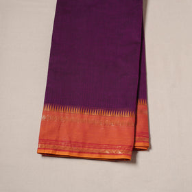 Purple - Kanchipuram Cotton Fabric with Zari Border 11