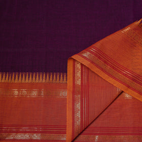 Purple - Kanchipuram Cotton Fabric with Zari Border 11