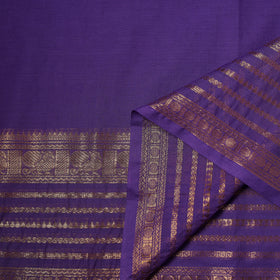 Purple - Kanchipuram Cotton Fabric with Zari Border 12