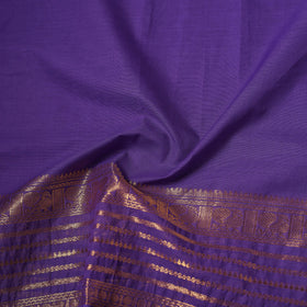Purple - Kanchipuram Cotton Fabric with Zari Border 12