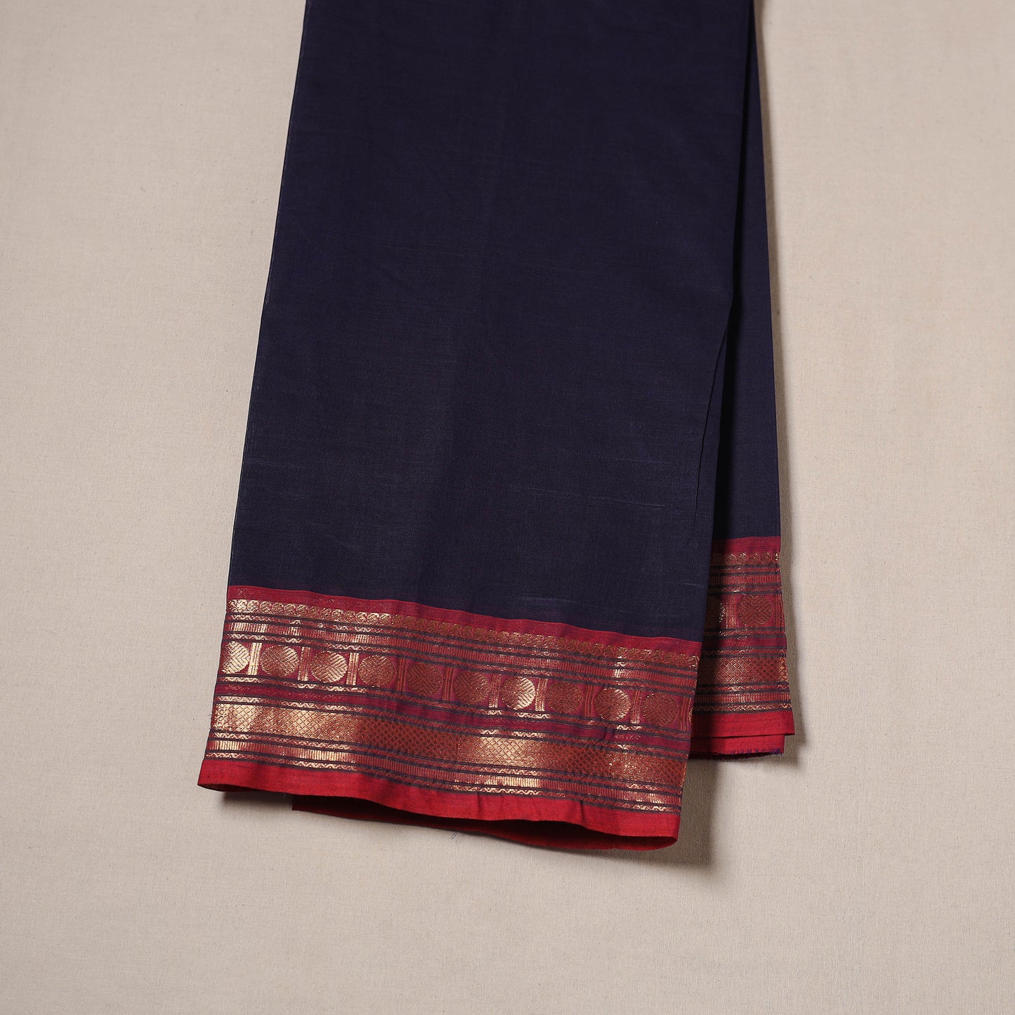 Blue - Kanchipuram Cotton Fabric with Zari Border 13
