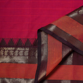 Pink - Kanchipuram Cotton Fabric with Zari Border 14