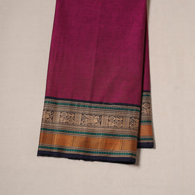 Purple - Kanchipuram Cotton Fabric with Zari Border 15