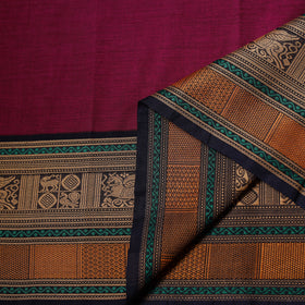 Purple - Kanchipuram Cotton Fabric with Zari Border 15