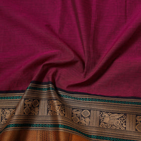 Purple - Kanchipuram Cotton Fabric with Zari Border 15