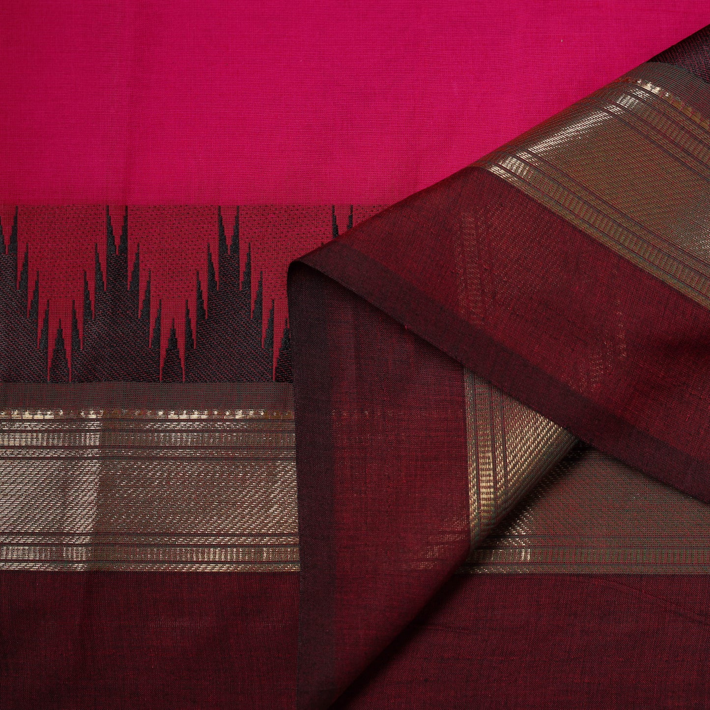 Pink - Kanchipuram Cotton Fabric with Zari Border 16