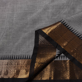 Grey - Kanchipuram Cotton Fabric with Zari Border 17