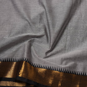 Grey - Kanchipuram Cotton Fabric with Zari Border 17