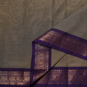 Brown - Kanchipuram Cotton Fabric with Zari Border 18